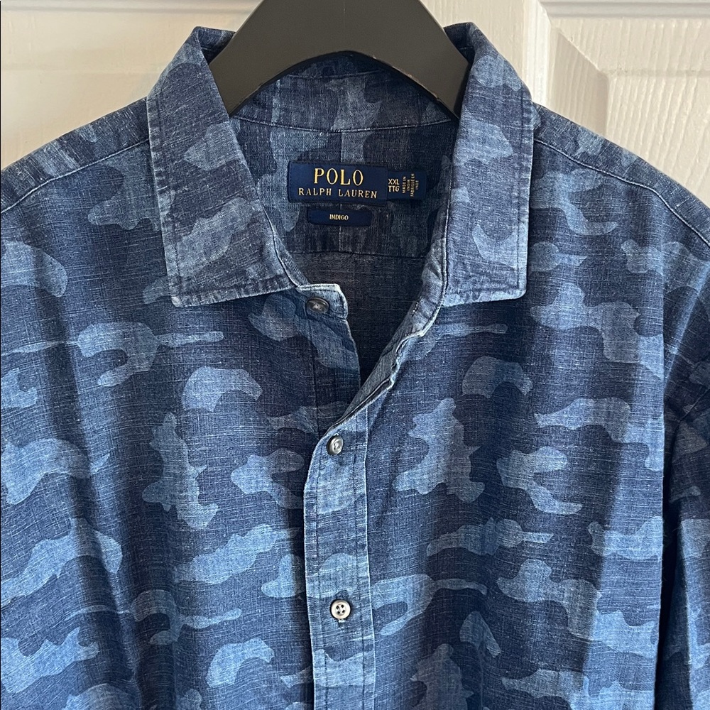 Polo Ralph Lauren Blue Camouflage long sleeve shirt cotton button down Big&Tall